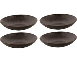 Palmer - Ruston - Bord diep - Pastabord - 4 stuks - ø 22 cm - Bruin - Stoneware - Bordenset