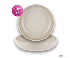 Palmer - Sandy Loam - Bord diep - Pastabord - 2 stuks - ø 22 cm - Grijs - Stoneware - Bordenset