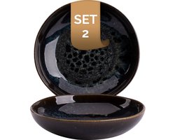 Palmer - Schaal - Kom - Eccentric - 40 cl - 16 cm - Blauw - Stoneware - Schalenset - 2 stuks