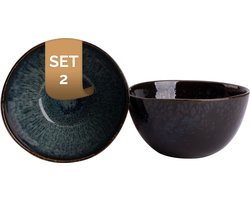 Palmer - Schaal - Kom - Eccentric - 85 cl - 15 cm - Blauw - Stoneware - Schalenset - 2 stuks