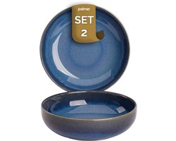 Palmer - Schaal - Kom - Jory - 16 cm - Blauw - Stoneware - Bordenset - 2 stuks