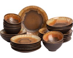 Palmer Serviesset Cecil Stoneware 6-persoons 24-delig Bruin