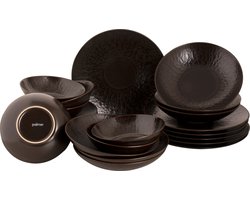 Palmer - Serviesset - Ruston - Bruin - Stoneware - Bordenset - 6 persoons - 24-delig