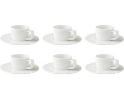 Palmer - White Delight - Espresso kop en schotel - 6 stuks - 7 cl - Wit - Porselein - Koffiekopjes