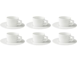 Palmer - White Delight - Koffie kop en schotel - 6 stuks - 15 cl - Wit - Porselein - Koffiekopjes