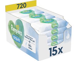 Pampers Harmonie Aqua Billendoekjes 0% Plastic - 15 Verpakkingen = 720 Babydoekjes