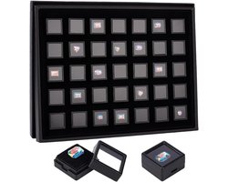 PandaHall 35 stuks Zwarte Edelsteen Display Box, Acryl Kleine Losse Diamant Gevallen 3cm Vierkante Transparante Sieraden Doos met Deksel Schuim Steen Opslag Container voor Collectibles Kristal