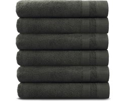 PandaHome - Badhanddoeken Set - 6 delig - 6 Badhanddoeken 70x140 cm - 100% Katoen - Antraciet - Sauna Handdoek
