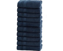 PandaHome - Handdoeken - 10 delig - 10 Handdoeken 50x100 cm - 100% Katoen - Navy - Sauna handdoek