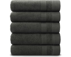 PandaHome - Handdoeken - 5 delig - 5 handdoeken 50x100 cm - 100% Katoen - Antraciet Handddoeken - Towels