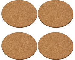Pannen onderzetter - 4x - 26 cm - kurk - onderzetter - rond - Onderzetters voor pannen