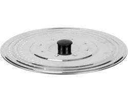 Pannendeksel Metaal - Kookgerei Deksel - Koken en Bakken - Met Afdruipvlak - 29 cm Diameter - Zilverkleurig