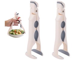 Pannengreep - Bordentang - Kommentang - Grijper voor Hete Schalen - Airfryer Accessoires - Anti Verbranding Clip - Ovenhandschoenen Alternatief - Magnetron Hulp - Keuken Gadget - Hittebestendig - Anti Slip - Pannenlichter - Beige - 2 Stuk