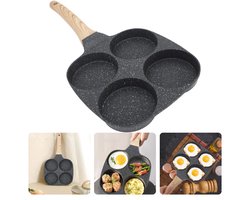 Pannenkoekenpan - 4 Vakjes - Anti-aanbaklaag - Aluminium - Bakelieten Handgreep - Inclusief EBOOK