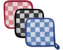 Pannenlap 17cm ruit rood,blauw of zwart