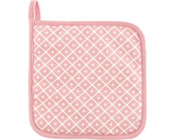 Pannenlap geo dot 20x20 met haak, soft pink set2