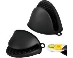 Pannenlap - Hittebestendige Siliconen Ovenwanten - Ergonomisch Ontwerp Met Antislipstructuur En Polsbescherming - 2 Stuks - Keukenwanten Voor Oven En Barbecue Zwart