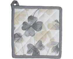 Pannenlap - Keukenserie -Klavertje vier - Grijs/Beige - 20 x 20 cm