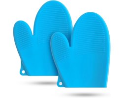 Pannenlap - Siliconen - Set van 2 stuks - Warmtebestendig - Hittebestendig - Ovenwanten - Ovenhandschoenen - Keuken - BBQ - Anti-verbrandingshandschoenen - antislip rubber - hoge temperatuur - anti-hete handschoenen - Blauw