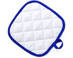 Pannenlap - wit/blauw - 17 x 17 cm - Koken - Pannenlappen - ophanglus