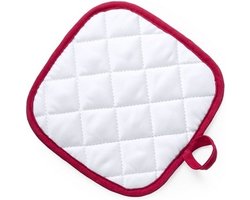 Pannenlap - wit/rood - 17 x 17 cm - Koken - Pannenlappen - ophanglus