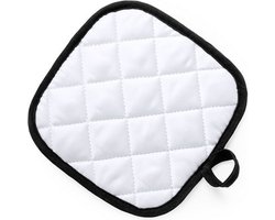 Pannenlap - wit/zwart - 17 x 17 cm - Koken - Pannenlappen - ophanglus