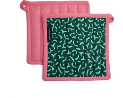 Pannenlappen - 2 stuks - Vivid - Groen - Lichtgroen - Roze - 20 x 20 cm - Biologisch Katoen