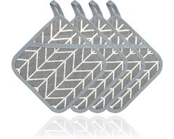 Pannenlappen - 4 stuks 17x17cm - Hittebestendig - Katoenen Keukenset - Stoffen wanten - Keuken & bakaccessoires - Als Ovenwant En Tafelonderlegger - Grijs