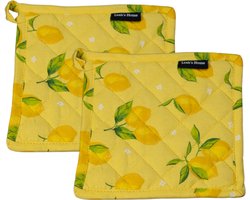 Pannenlappen set - 2 stuks - Cadeau voor haar - Citroen - Lemon - Geel