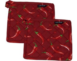 Pannenlappen set - 2 stuks - Cadeau voor haar - Peper - Hete peper
