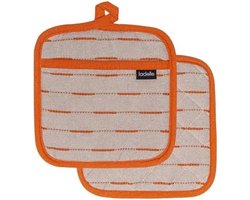 Pannenlappen Set - Keuken Textiel - Veilig Koken - Gerecycled Materiaal - Oranje