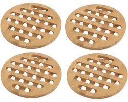 Pannenonderzetter - 4x - bamboe hout - D20 x H1 cm - hittebestendig