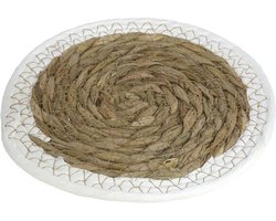 Pannenonderzetter - zeegras - rond - 20x20 cm - naturel/wit - stevig - decoratief