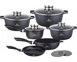 Pannenset – Kookset – Keukengerei – Kookpannenset – Koekenpannenset – Geschikt Voor Alle Warmtebronnen – 12-Delige Set Met Keramische Anti-aanbaklaag