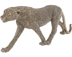 Panter - Compact - sculptuur beeld glinster goud polystone/ Deco & Cadeau by Peters