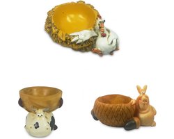 Paolo - Chiari - set - 3 - eierdopjes - koe - varken - kip - Pasen - Kerst