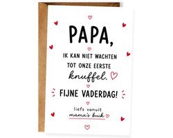 Papa ik kan niet wachten tot onze eerste knuffel - Vaderdagkaart - Eerste Vaderdag kaart - Vaderdagcadeau nieuwe papa - Wenskaart - Ansichtkaart (10x15 cm incl. envelop)