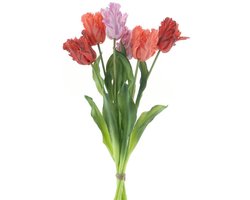 Papegaai kunst tulpen 6 stuks 51cm mixed orange/peach/pink Real Touch -Real Touch Parrot tulip bundle X6 mixed orange/peach/pink 51cm