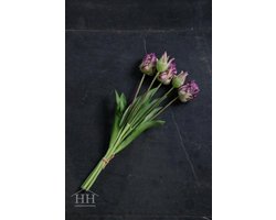 Papegaai tulpenboeket - kunst tulpen - 40cm - 5 stelen - paars- nep tulpen - kunst boeket - kunstbloemen - nep tulpen
