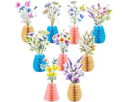 Paper Ball - Decoratie - 9 Stuks - Papieren Bloemen - Tafel Decoratie - Feest - Zomer Decoratie - Doop - Bruiloft - Slaapkamer - Verjaardag - Bloem - Buitenevenementen