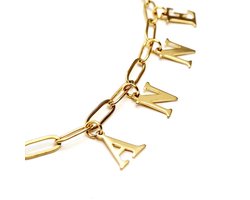 Paperclip schakelketting - Stainless Steel - Gepersonaliseerd - 1 letter - verguld - kleur goud - Damesketting