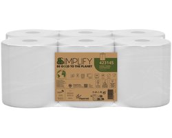 Papernet papieren handdoeken Simplify Centerfeed | 2-laags | 90 m | 450 vel | pak van 6 rollen