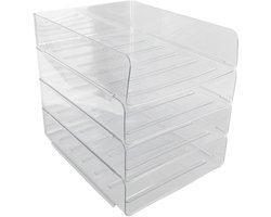 Papier Lade Organizer - Documenten Bak - Bureau Opruimen - Stapelbaar Ontwerp - A4 Formaat - Transparant