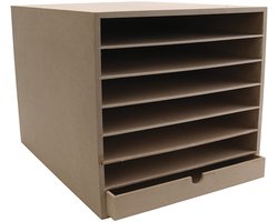 Papier Opslag Unit A3 - Opbergkast Voor Papier - Paper Storage - Document Organizer - MDF - Met Planken & Lade - H: 32 cm, D: 45 cm - 1 Stuk