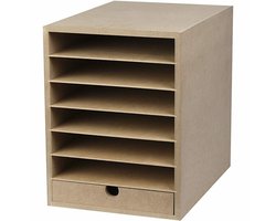 Papier Organizer A4 - Opbergkast voor papier - MDF - Met planken & lade