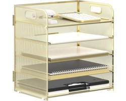 Papier Organizer - Brievenbak Lades - Bureau Organiseren - Met Handvat - 5 Laden - Goud