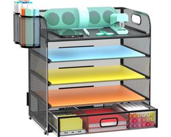 Papier Organizer - Documentenlade - Bureau Organisatie - 5 Lades + Penhouder - 36.8 cm Hoog - Zwart