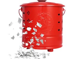 Papier Verbrander - Verbrandingston RVS - Ritueel Verbranden - Vonkdicht Deksel - 28x28x28 cm - Rood