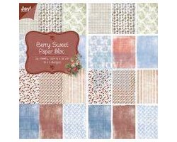 Papierblok 15 x 30 cm, 24 sheets, 12 x 2 designs, berry sweet