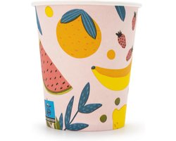 Papieren bekers 180 ml - 100 stuks, zomer motief - Geschikt voor warme en koude dranken - Perfect voor feestjes, picknicks en barbecues
